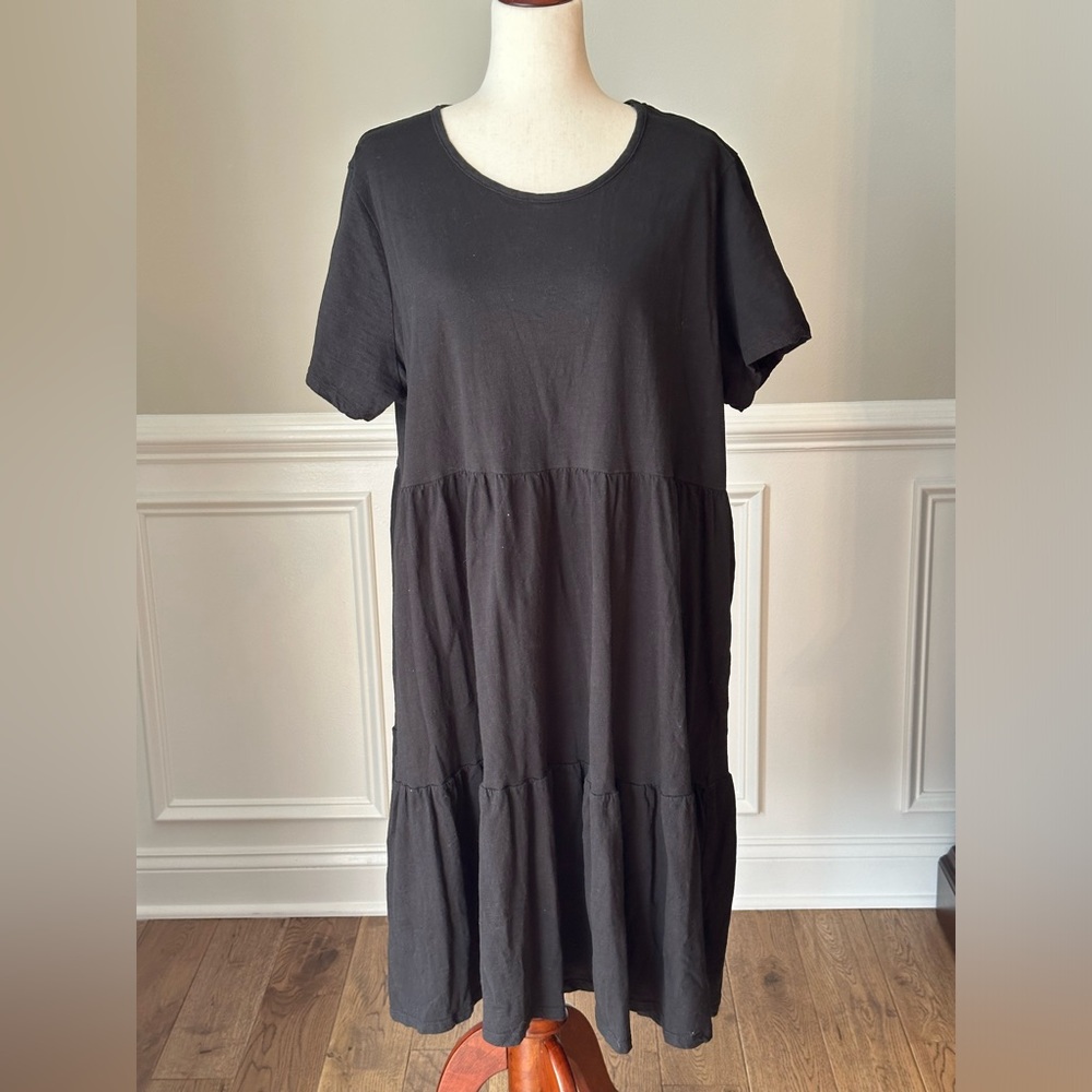Terra & Sky Women's Plus Size Tiered Dress with Short Sleeves size 1X - Picture 3 of 12